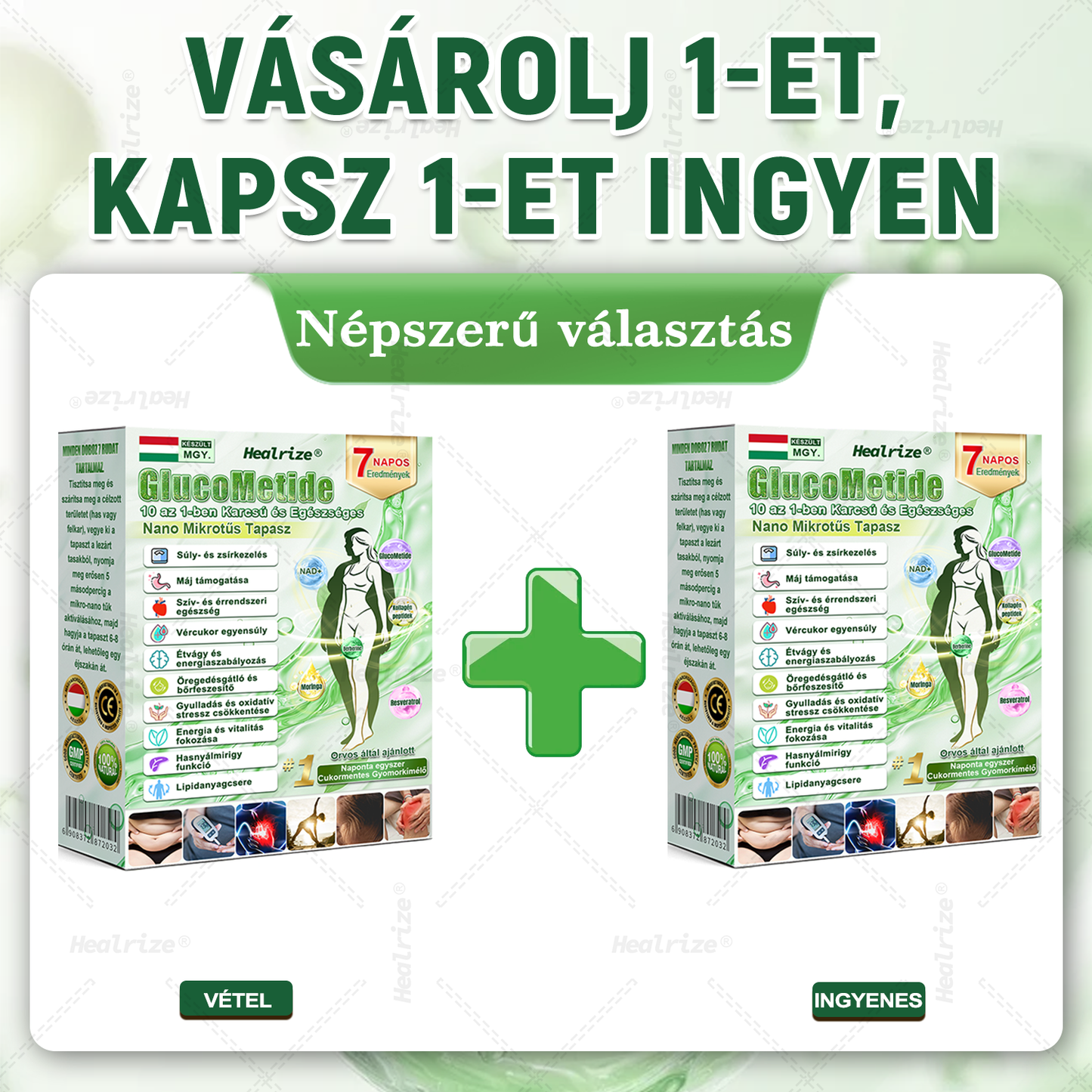 👩‍⚕️| 🧡 Healrize® GlucoMetide 10 az 1-ben Karcsú és Egészséges Nano Mikrotűs Tapasz 🇭🇺