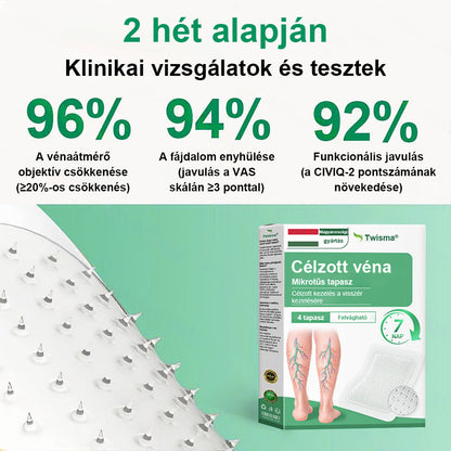 Twisma® VeinTarget – Fejlett mikro tapasz a visszerekre 🔥 96% klinikailag igazolt hatékonyság ⚡ Látható eredmények már 7–14 nap alatt 🌿 Kíméletes támogatás a könnyebb és felszabadult lábakért  🦵