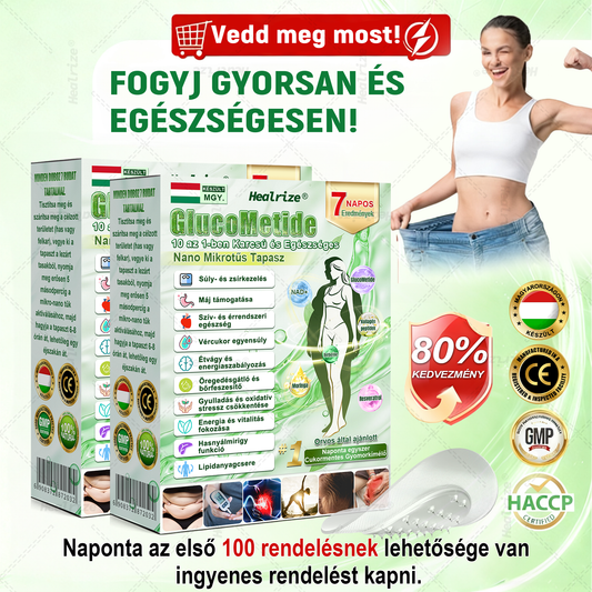 👩‍⚕️| 🧡 Healrize® GlucoMetide 10 az 1-ben Karcsú és Egészséges Nano Mikrotűs Tapasz 🇭🇺
